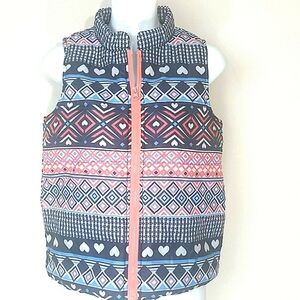 Puffer vest pink black blue hearts diamonds